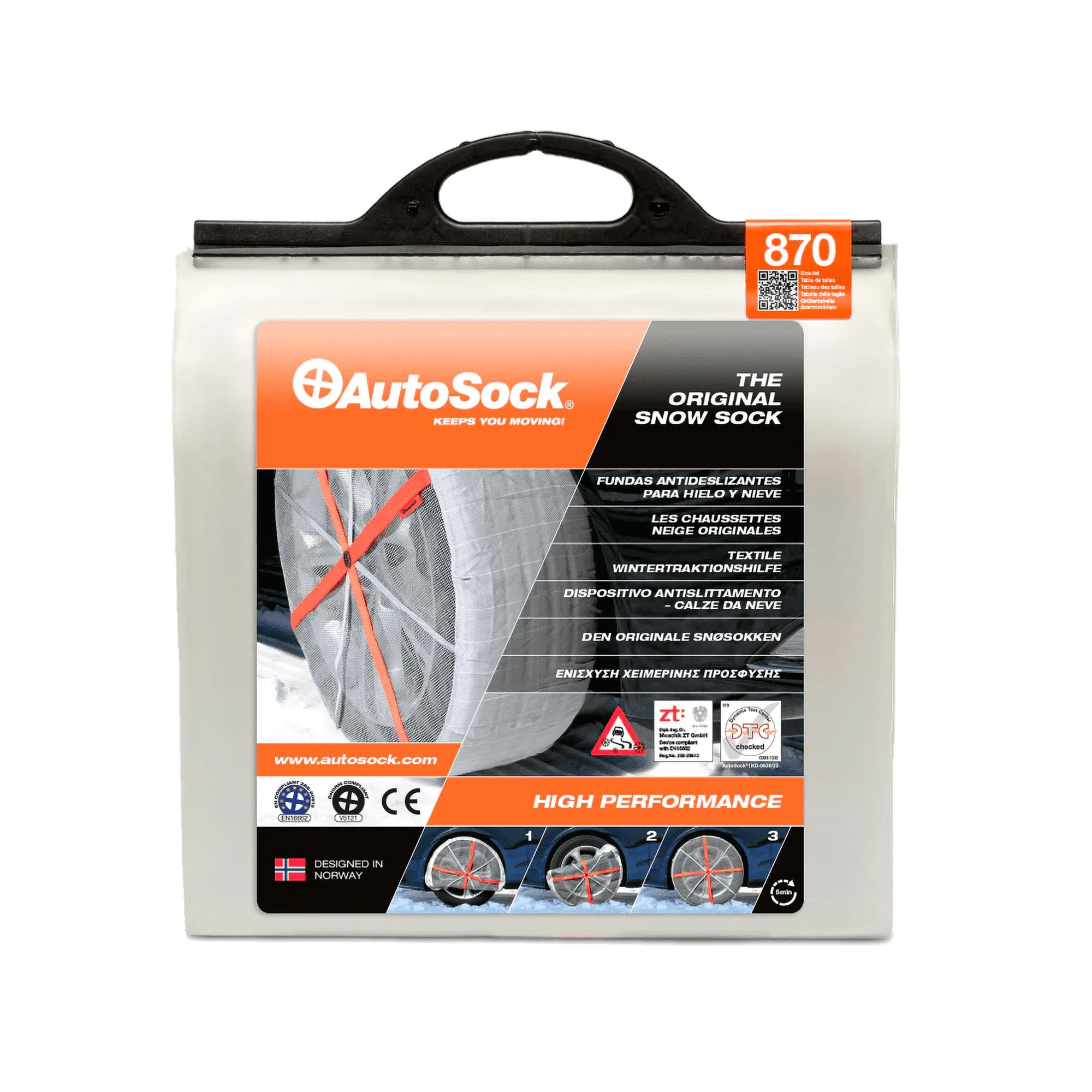 Autosock Hp870, Snow Socks For Tires, Pack Of 2